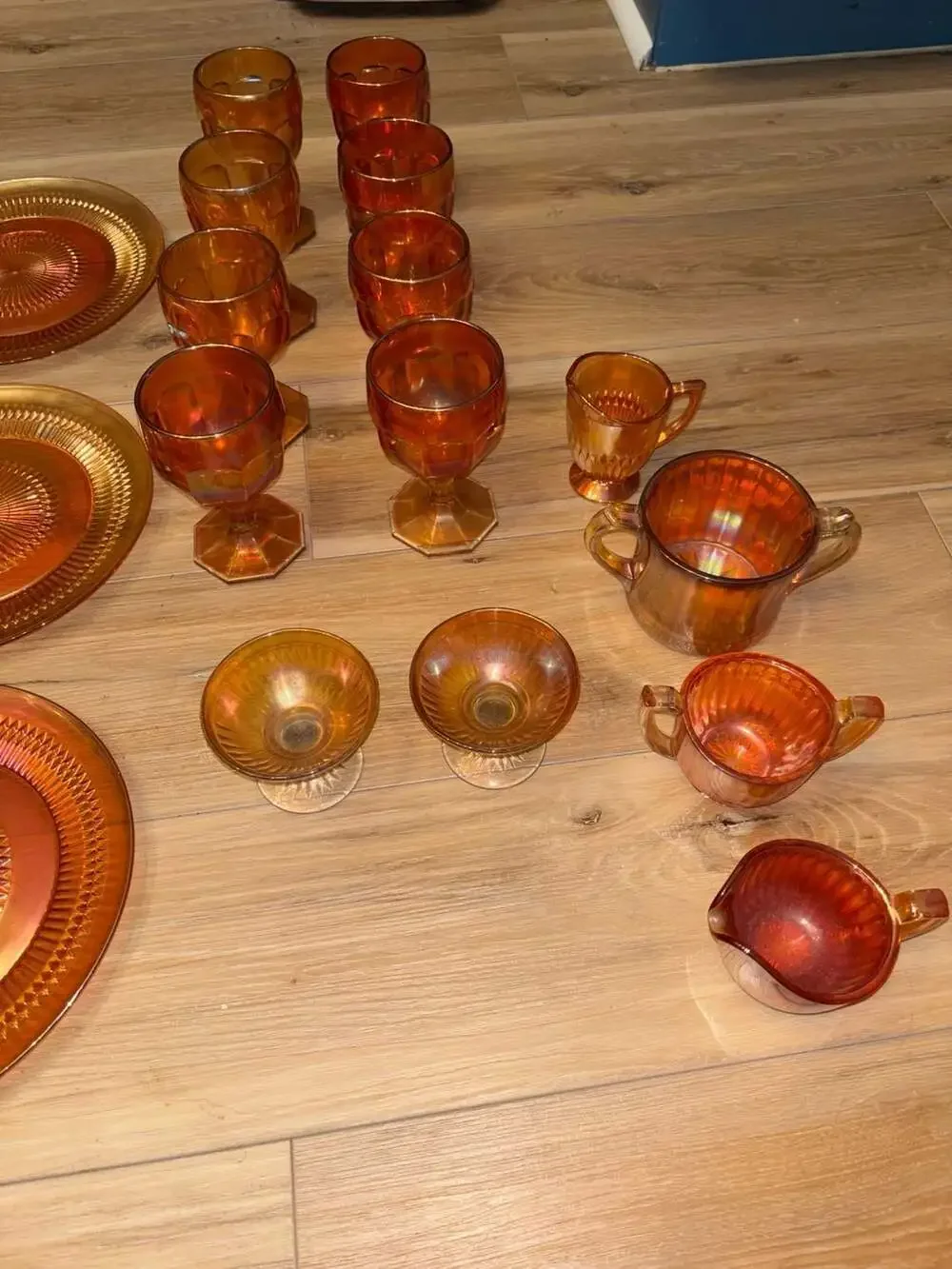 Vintage Marigold Carnival Glass Collection Fairy Light Glass Sunset Luminescent